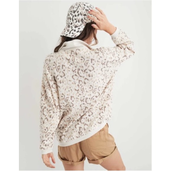 Aerie Good Vibes Oversized Leopard Print Quarter Zip Sweatshirt Size S - Picture 2 of 8